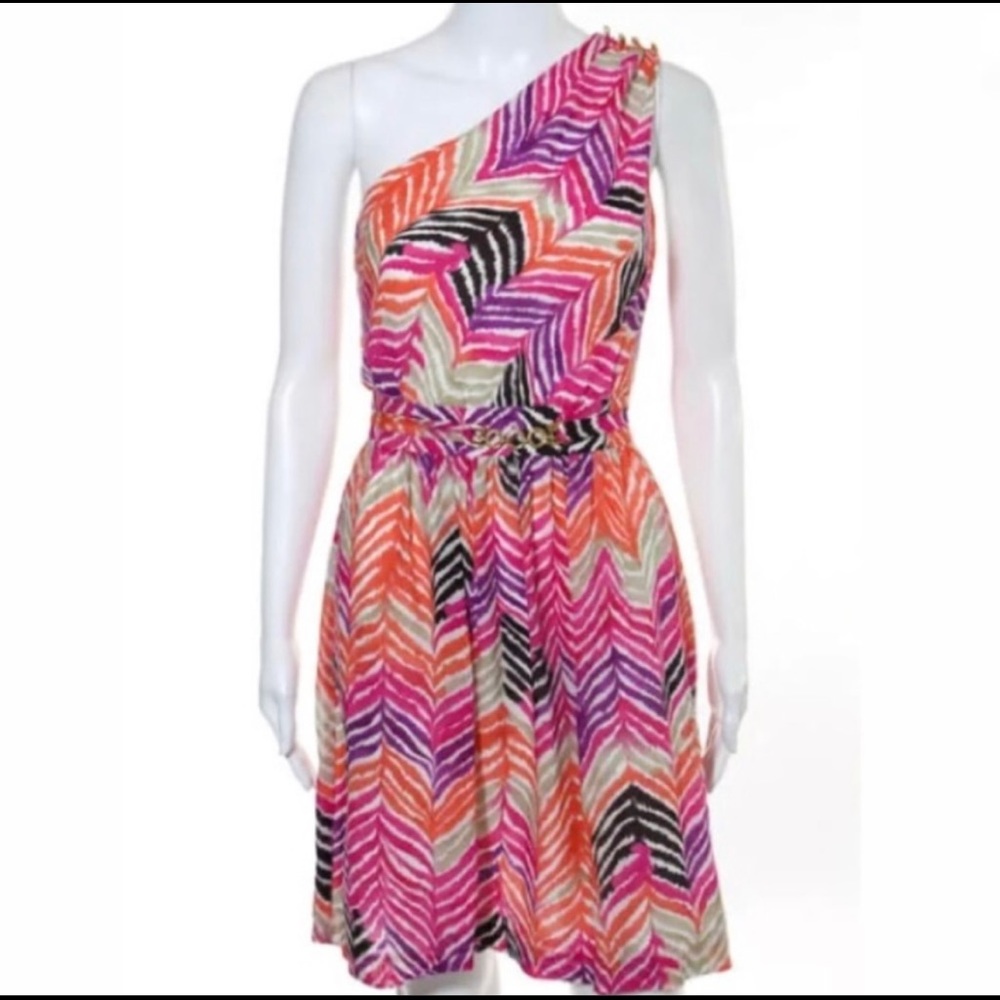 Trina Turk Multi Colored One Shoulder Dress Size 12